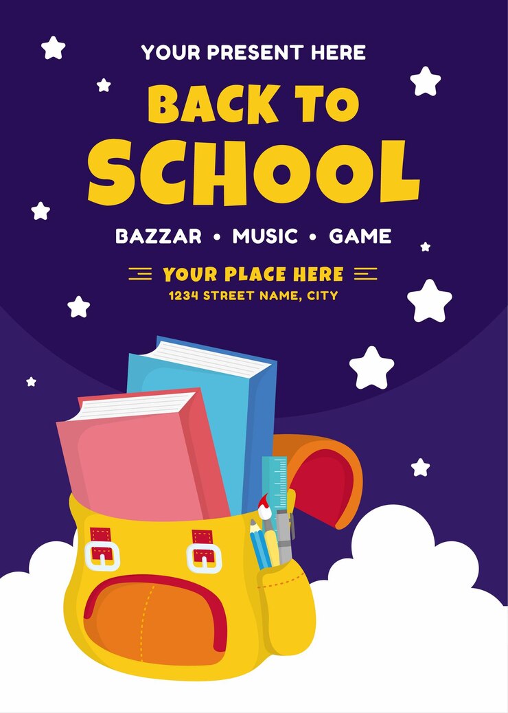 Back to school concept for invitation poster and banner Online learning and Web page template