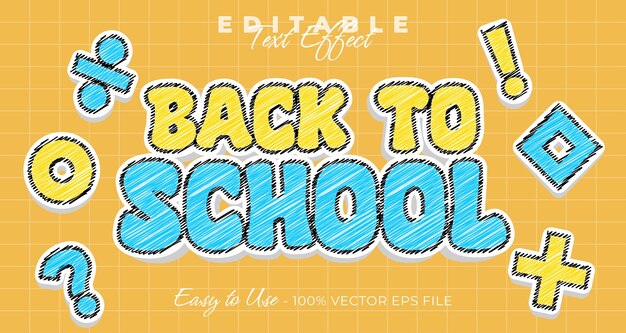 back to school editable text style scribble text effect