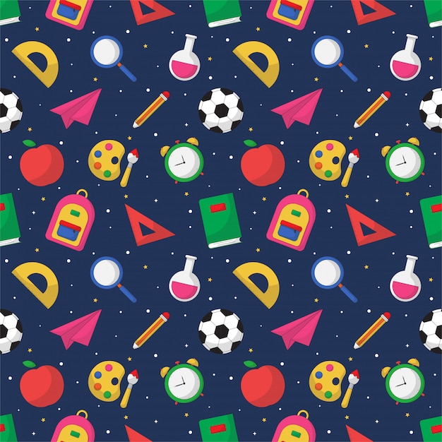 back to school seamless pattern. school supplies