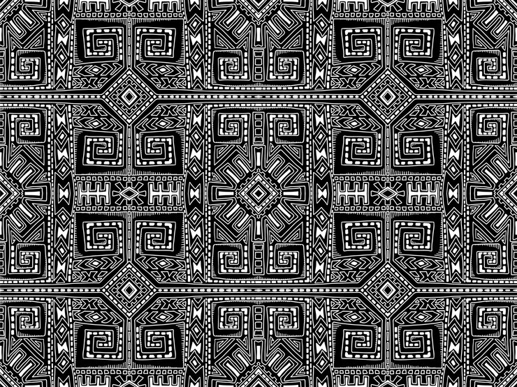 Background abstract black and white ethnic pattern aztec tribal ornament wallpaper