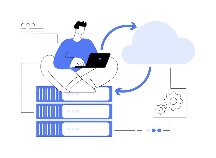 Vector backup server abstract concept vector illustration
