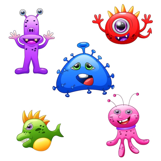 Bacteria with facial expressions Vector illustration