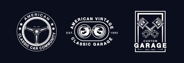 Badge design for classic car garage and american car style
