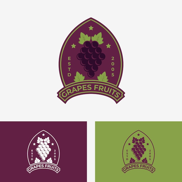 badge of grapes fruits logo vector illustration design label mark of fruits product
