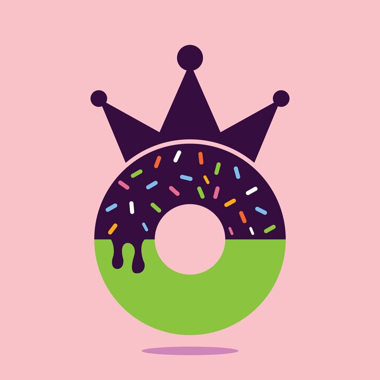 Bakery king vector logo design Donut with king crown icon logo design