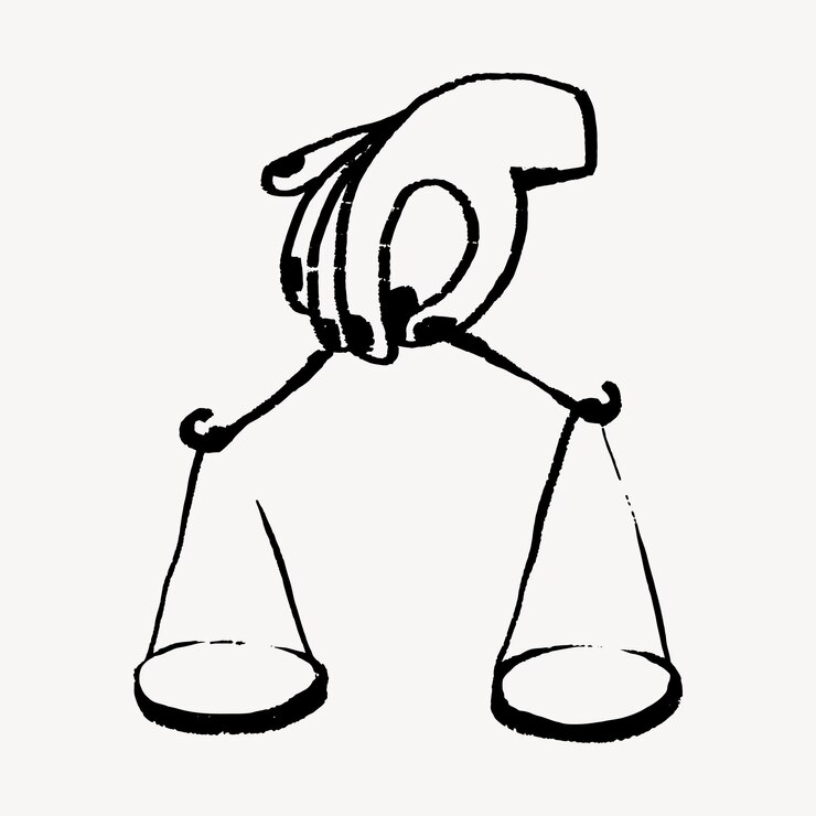 Vector balance scale legal doodle illustration vector