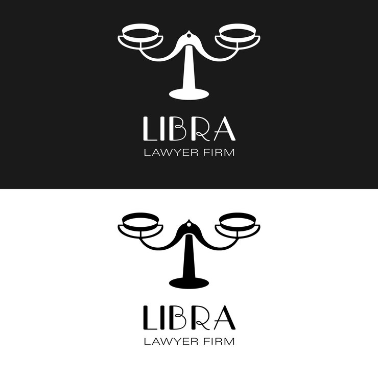 Vector balance scale silhouette for retro vintage signs libra tattoo and lawyer consultant logo design