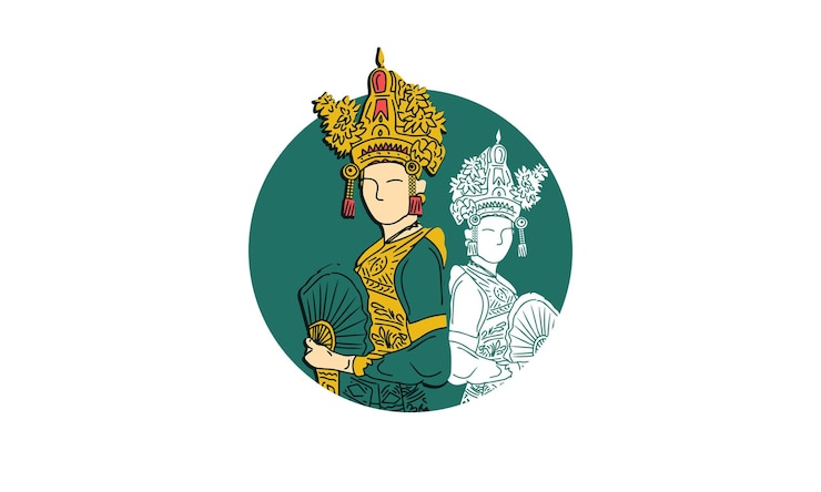 Vector balinese girl wearing traditional traditional clothes