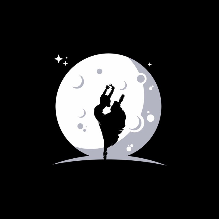 Vector ballerina dancing on the moon