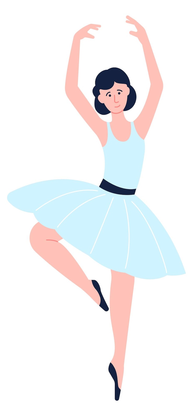 Vector ballet dancer color character woman in ballerina skirt