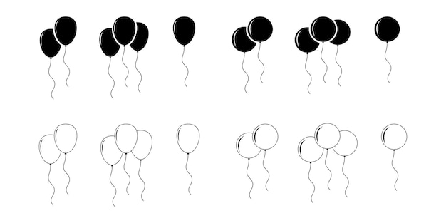 Ballon, simple design for any purposes. Happy birthday silhouette. Vector icon ballon for party.