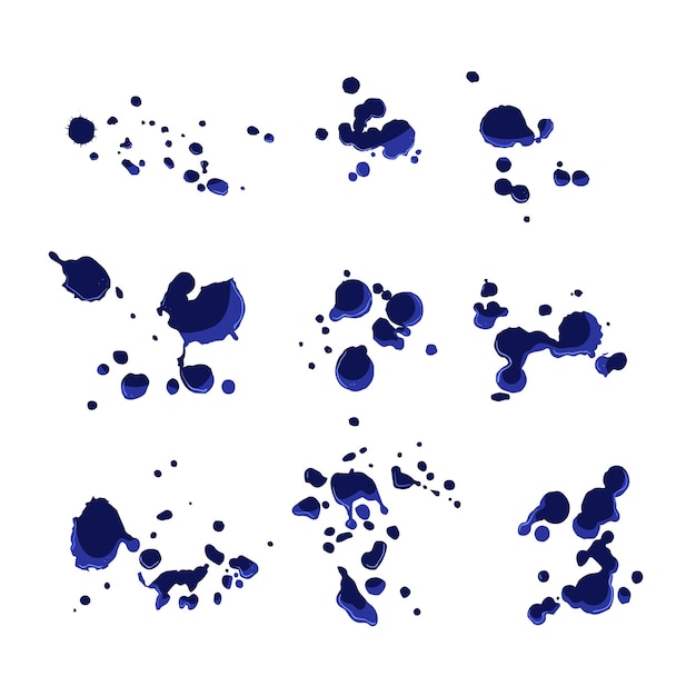 ballpoint pen splatter set cartoon vector illustration