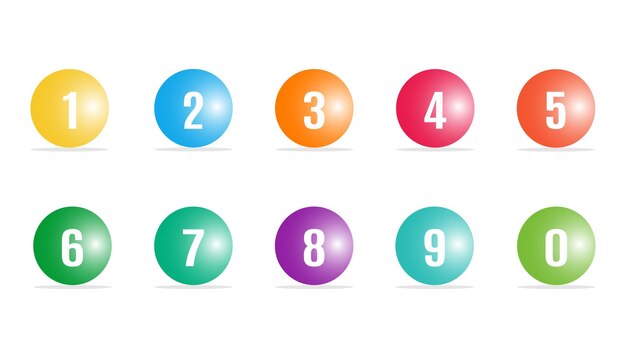 Balls with numbers collection set of round 19 numbers ball number font icon number for infograph