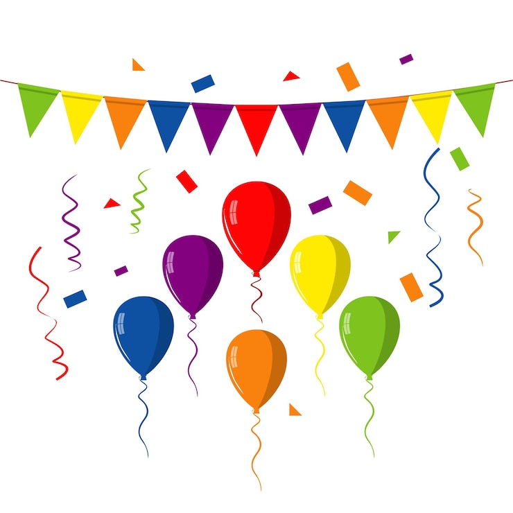 Vector balon dan set pesta dalam gambar vektor kartun