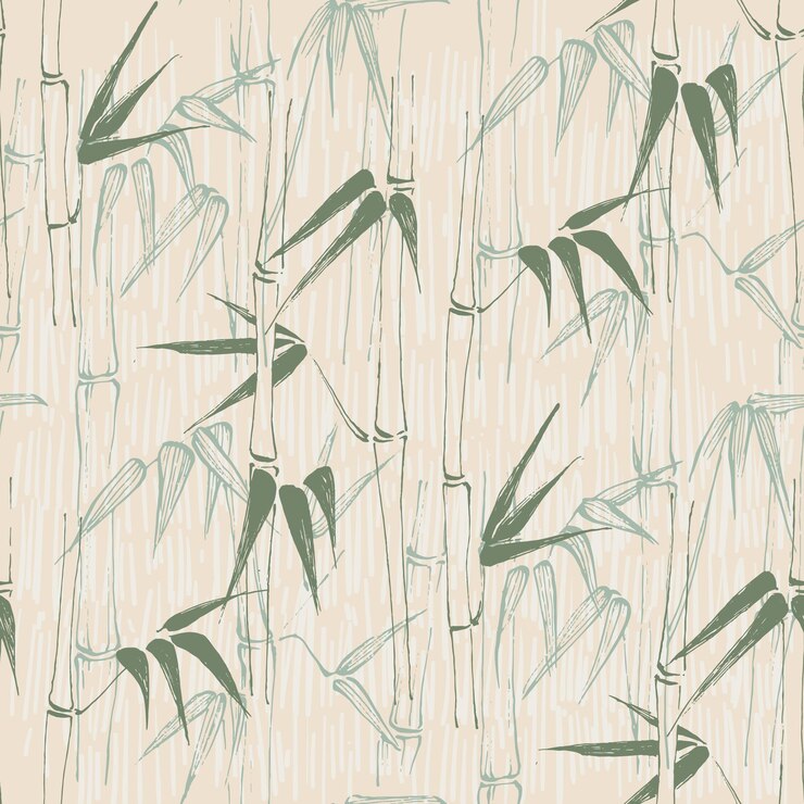 Bamboo with Leaves Seamless Background A contemporary collage with simple shapes Modern exotic design for paper cover fabric wallpaper interior Vector graphics