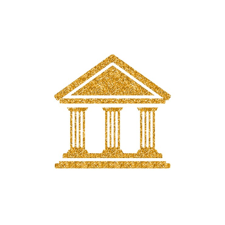 Vector bank building icon gold glitter texture vector illustration