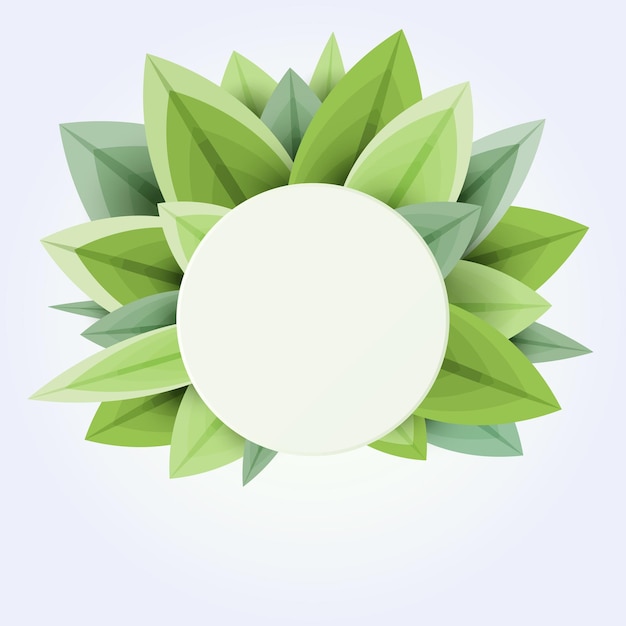 Bank frame white round with green leave background