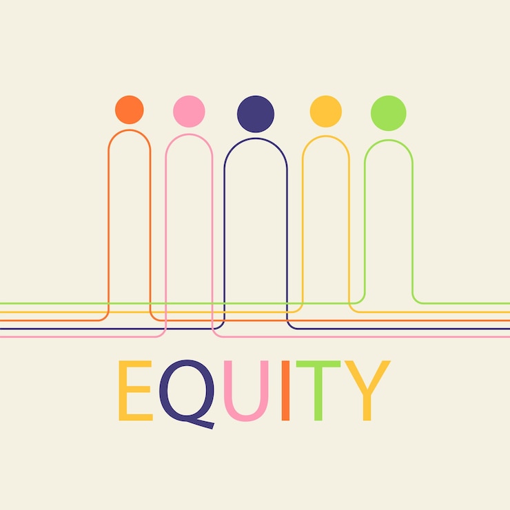 Vector banner abstrak ekuitas untuk disabilitas dan kesetaraan gender keadilan sosial dan kesetaraan kesempatan kerja