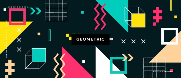 Banner gradien geometris objek trendi abstrak