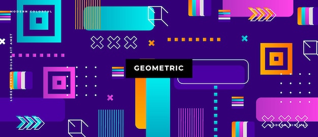 Banner gradien geometris objek trendi abstrak