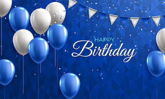 Banner Latar Belakang Balon Selamat Ulang Tahun Berkilau Warna-Warni