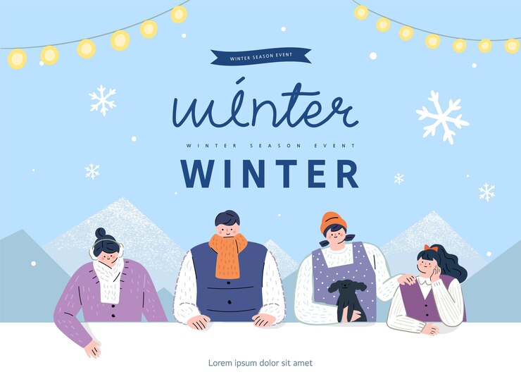 Vector banner popup ilustrasi acara belanja musim dingin