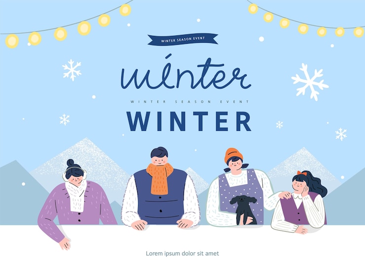 Vector banner popup ilustrasi acara belanja musim dingin