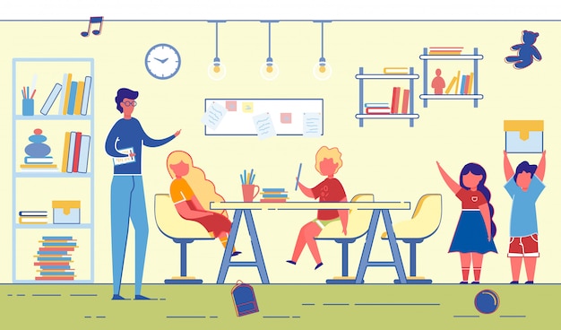Banner Teaching Children in Apartment