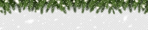 banner with christmas tree branches and snowflakes