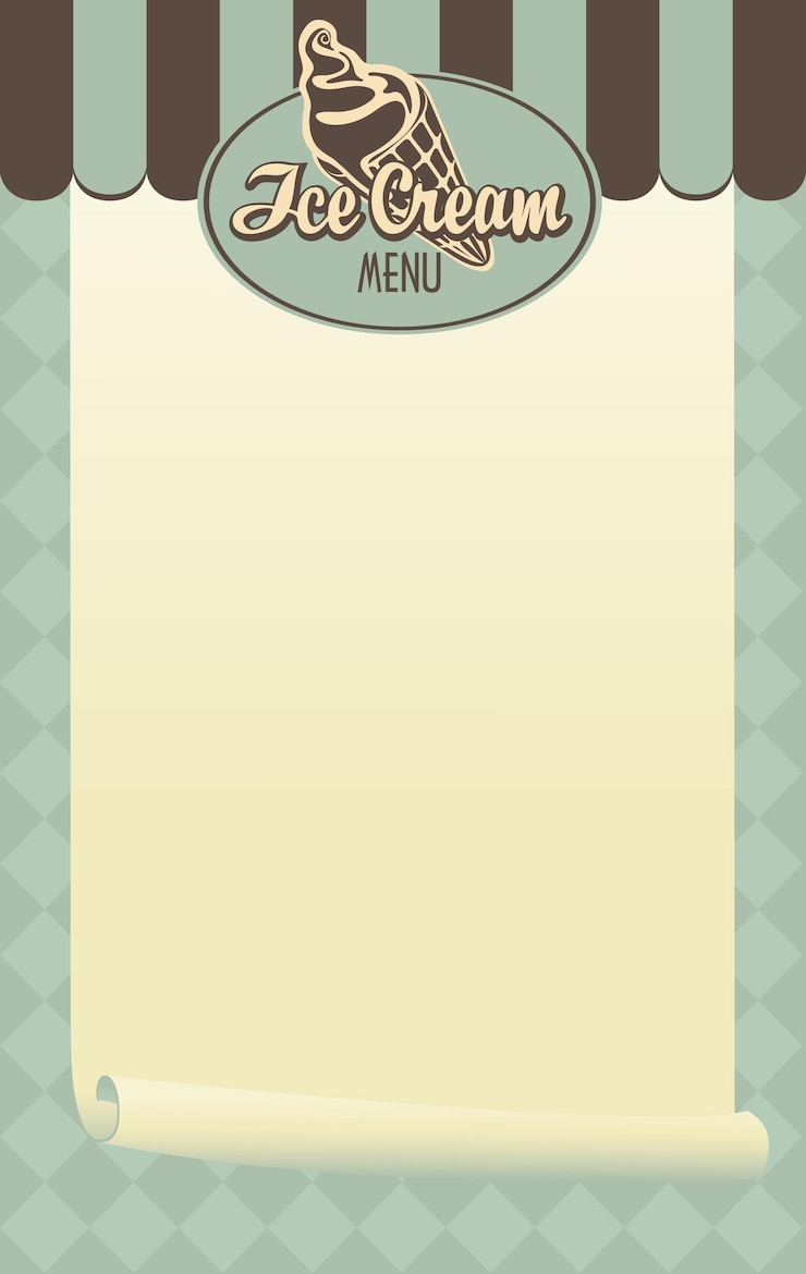 Vector banner with ice cream price list in retro style