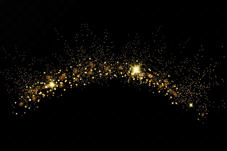 Vector banner with yellow dust. light effect. dust particles flicker