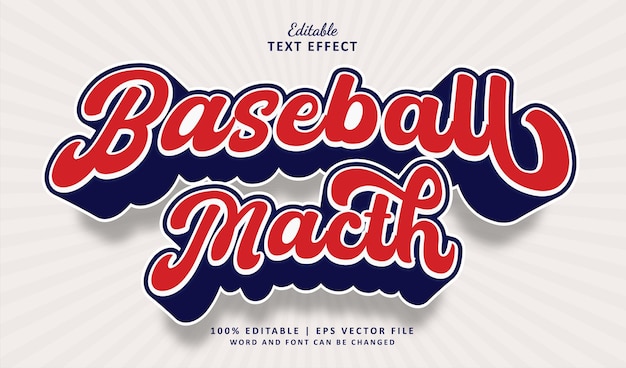 Baseball Match Editable Text Effect Style 3d Sport Vintage