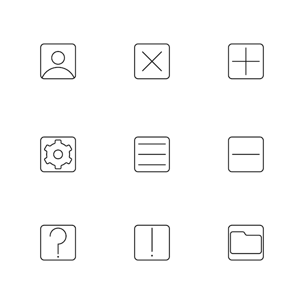 Basic user interface essential thin line icon set Web icons Vector