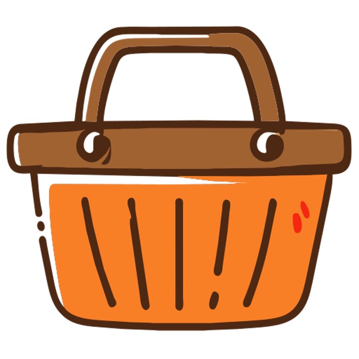 Vector basket icon doodle offset fill
