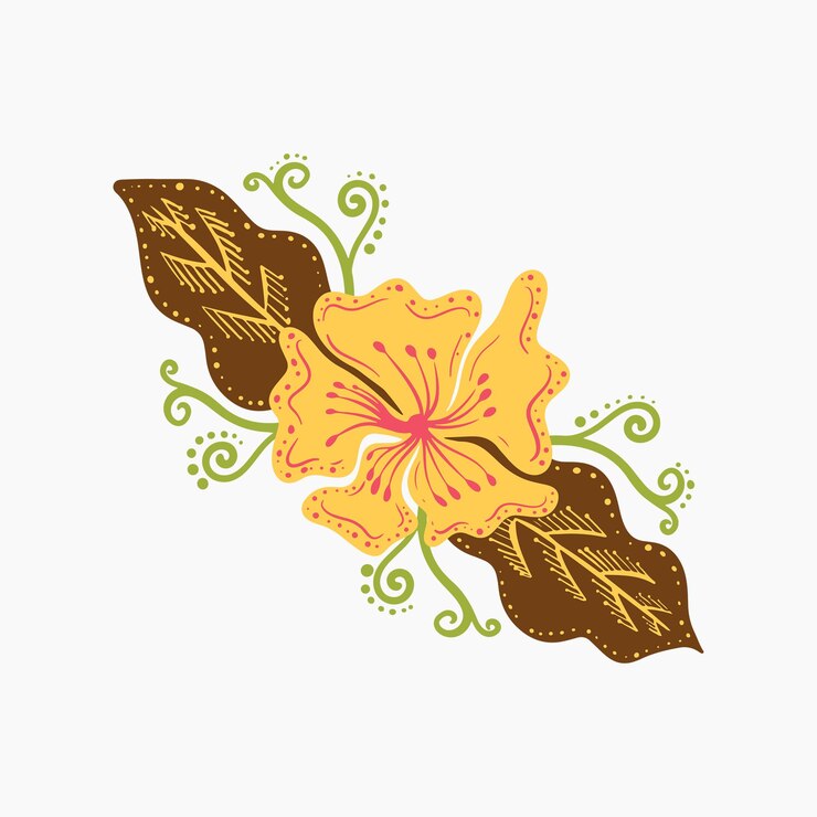 Vector batik flower decoration illustration