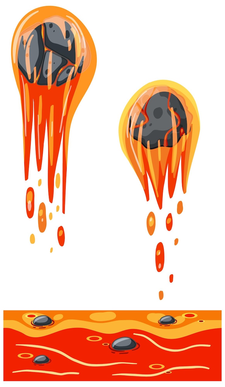 Vector batu magma dengan latar belakang putih