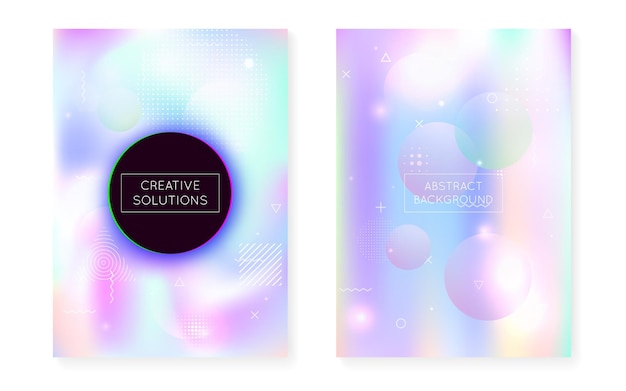 bauhaus cover set with liquid shapes dynamic holographic fluid