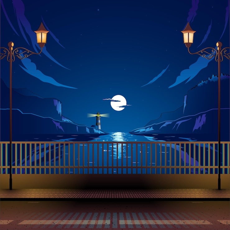Vector bayview bridge at night