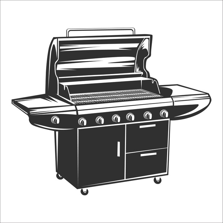 Bbq grill vintage logo isolated on white vector illustration.