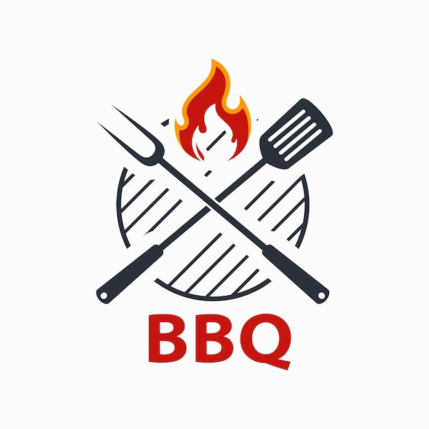 bbq party grill restaurant logo template vector.