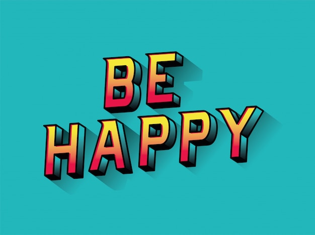 be happy lettering design, typography retro and comic theme