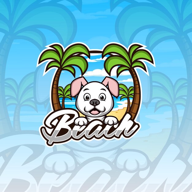 Beach bulldog cartoon mascot logo design