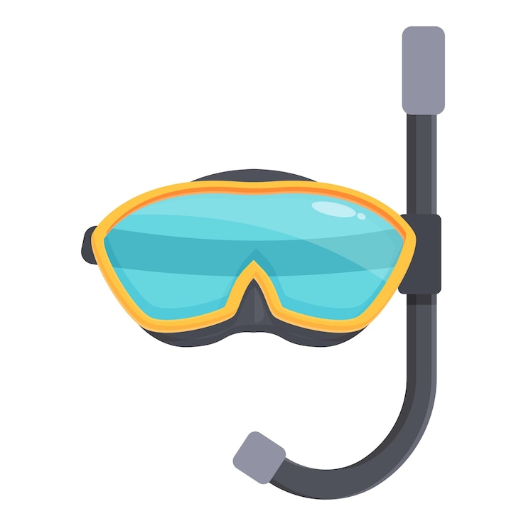 Vector beach swim mask icon cartoon vector dive equipment tourism gear