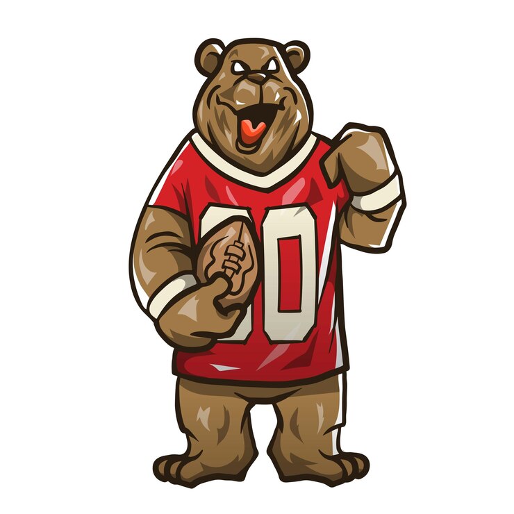 Bear Mascot As a American Footbal Player Vector