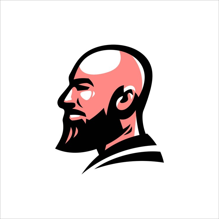 bearded man barbershop logo design