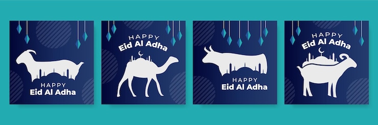 Vector beautiful bakra eid al adha festival banner design. eid al adha greeting card with sacrificial sheep and crescent