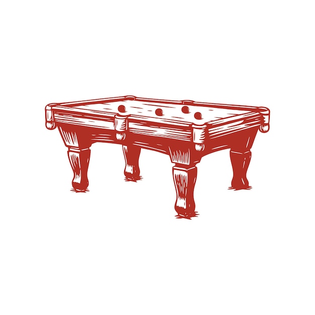 beautiful classic hand drawing billiard table