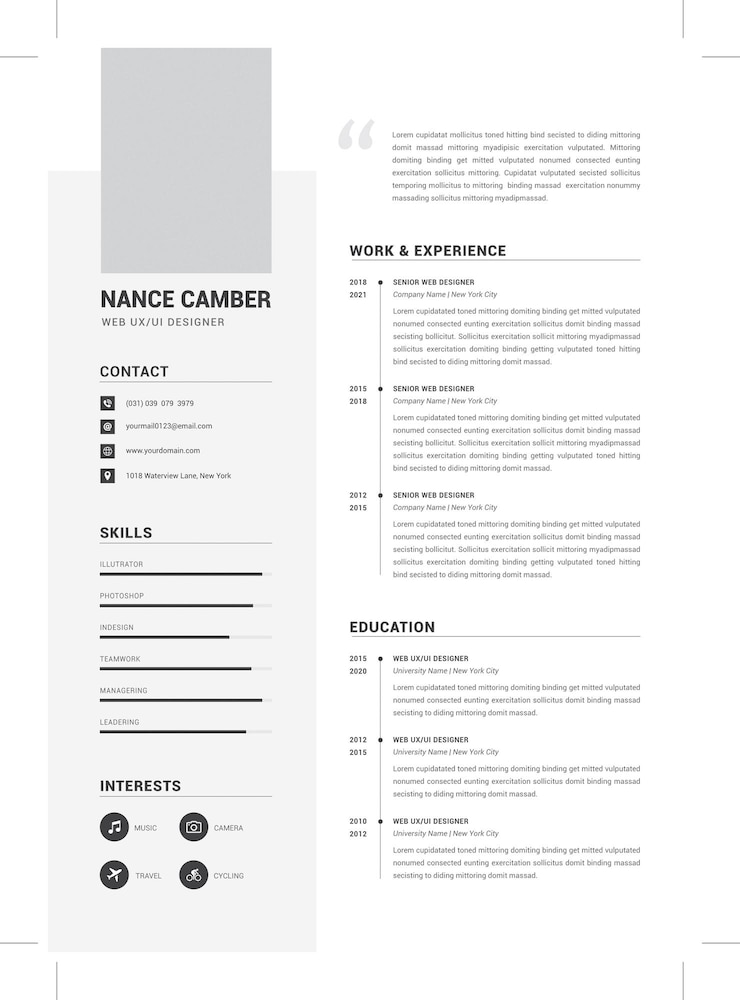 Vector beautiful cv resume template elegant stylish design classic resume and cover letter set