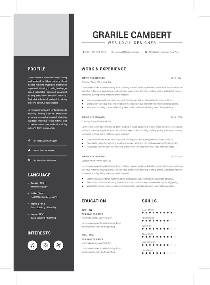 Vector beautiful cv resume template elegant stylish design classic resume and cover letter set