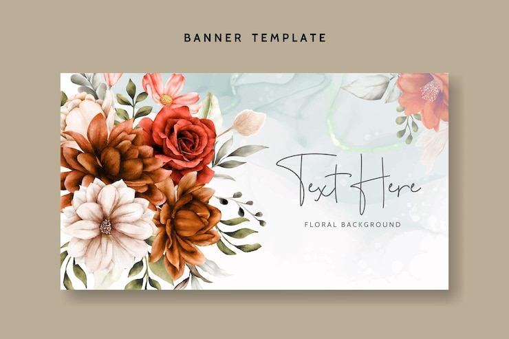 Vector beautiful floral watercolor background template